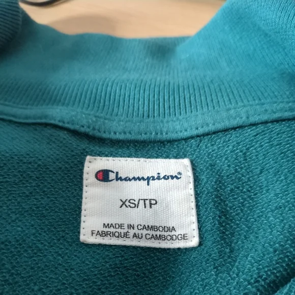 **4/$20** Champion Women's Relaxed Fit Teal 1/4 Zip Sweatshirt‎ Size XS - Picture 5 of 9